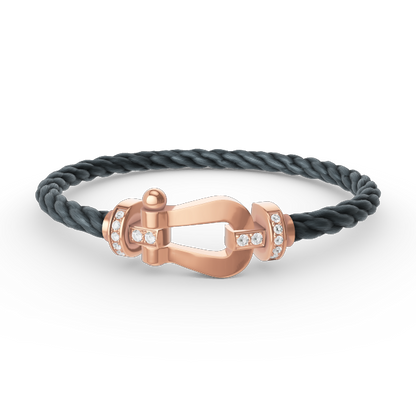 [Love Lucky]FORCE LARGE HORSESHOE HALF DIAMOND BRACELET ROSE GOLD