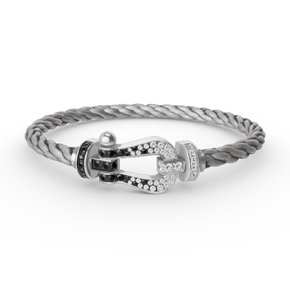 [Love Lucky]FORCE LARGE HORSESHOE BLACK WHITE DIAMOND BRACELET SILVER