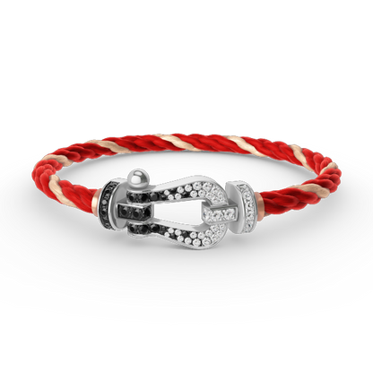 [Love Lucky]FORCE LARGE HORSESHOE BLACK WHITE DIAMOND BRACELET SILVER