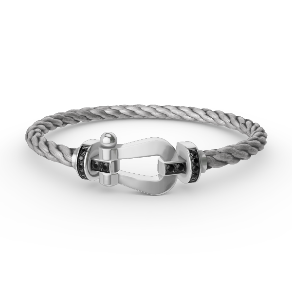 [Love Lucky]FORCE LARGE HORSESHOE BLACK DIAMOND BRACELET SILVER
