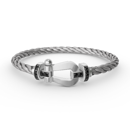 [Love Lucky]FORCE LARGE HORSESHOE BLACK DIAMOND BRACELET SILVER