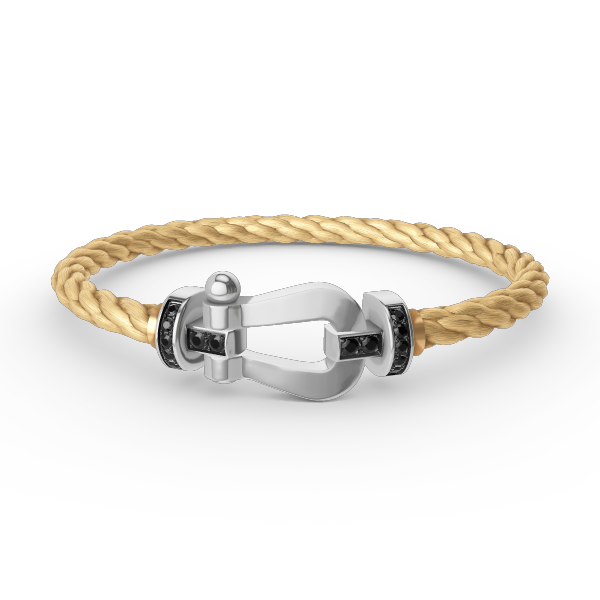 [Love Lucky]FORCE LARGE HORSESHOE BLACK DIAMOND BRACELET SILVER