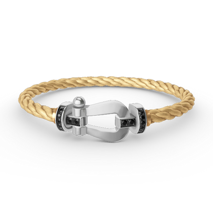 [Love Lucky]FORCE LARGE HORSESHOE BLACK DIAMOND BRACELET SILVER