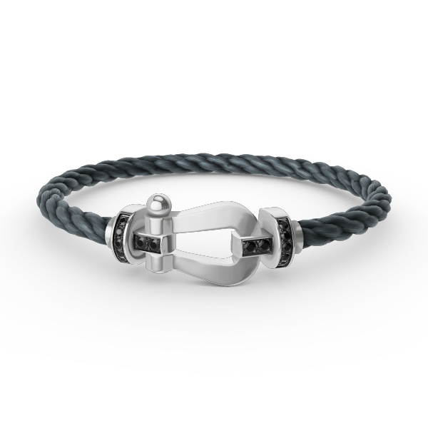 [Love Lucky]FORCE LARGE HORSESHOE BLACK DIAMOND BRACELET SILVER
