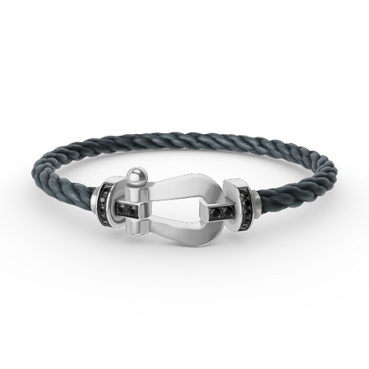 [Love Lucky]FORCE LARGE HORSESHOE BLACK DIAMOND BRACELET SILVER