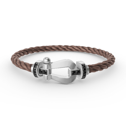 [Love Lucky]FORCE LARGE HORSESHOE BLACK DIAMOND BRACELET SILVER