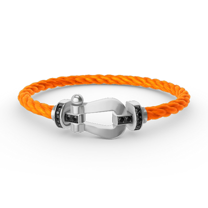 [Love Lucky]FORCE LARGE HORSESHOE BLACK DIAMOND BRACELET SILVER