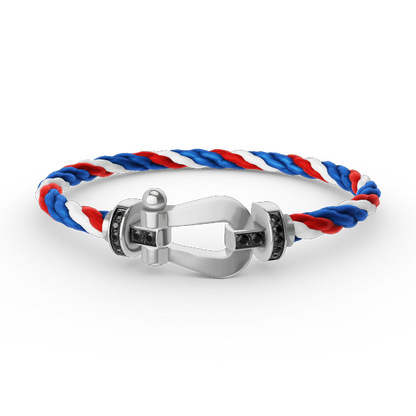 [Love Lucky]FORCE LARGE HORSESHOE BLACK DIAMOND BRACELET SILVER