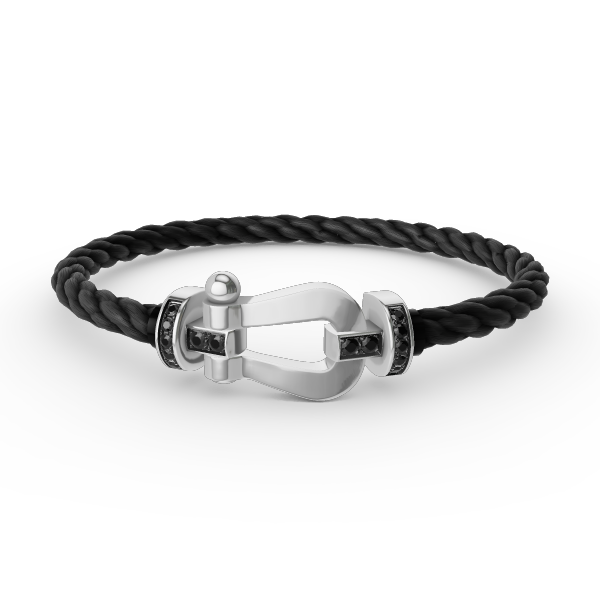 [Love Lucky]FORCE LARGE HORSESHOE BLACK DIAMOND BRACELET SILVER