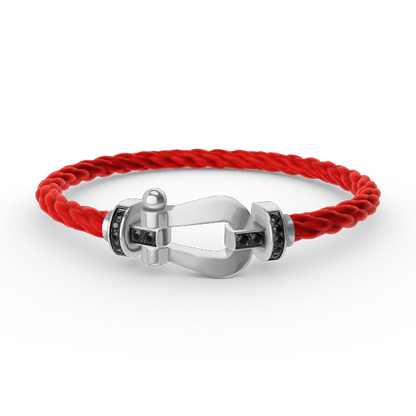 [Love Lucky]FORCE LARGE HORSESHOE BLACK DIAMOND BRACELET SILVER