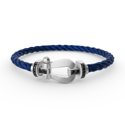 [Love Lucky]FORCE LARGE HORSESHOE BLACK DIAMOND BRACELET SILVER