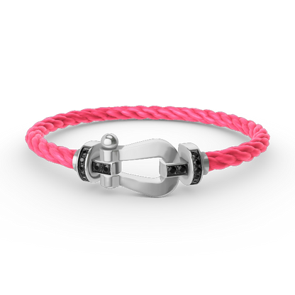 [Love Lucky]FORCE LARGE HORSESHOE BLACK DIAMOND BRACELET SILVER