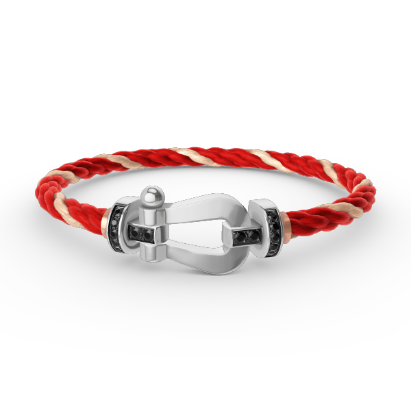 [Love Lucky]FORCE LARGE HORSESHOE BLACK DIAMOND BRACELET SILVER