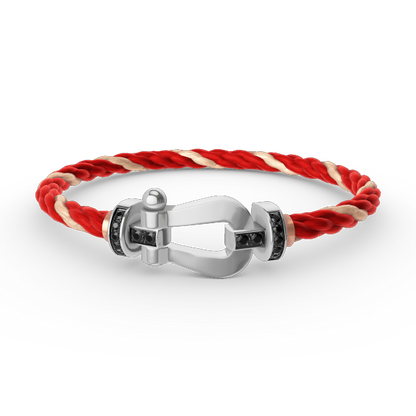[Love Lucky]FORCE LARGE HORSESHOE BLACK DIAMOND BRACELET SILVER