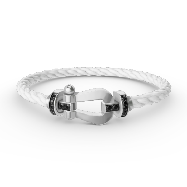 [Love Lucky]FORCE LARGE HORSESHOE BLACK DIAMOND BRACELET SILVER