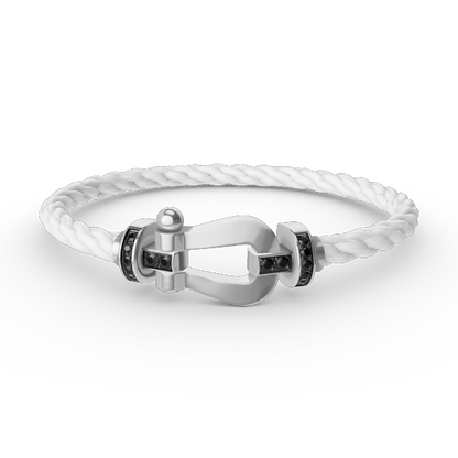 [Love Lucky]FORCE LARGE HORSESHOE BLACK DIAMOND BRACELET SILVER