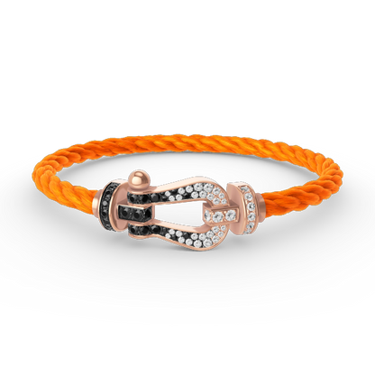 [Love Lucky]FORCE LARGE HORSESHOE BLACK WHITE DIAMOND BRACELET ROSE GOLD