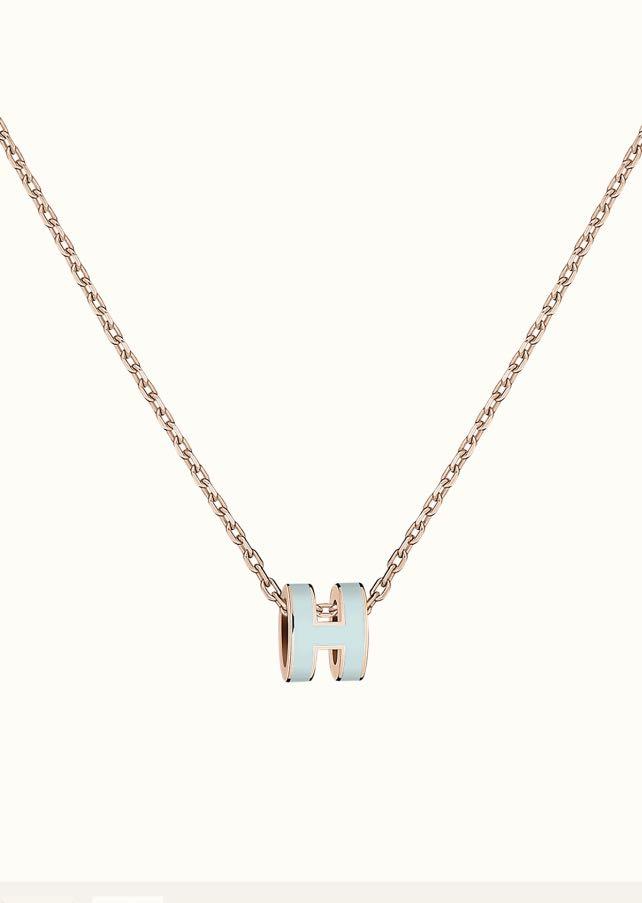 [Love Lucky]POP H LIGHT BLUE NECKLACE