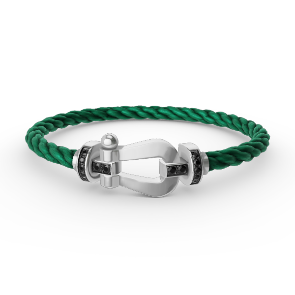 [Love Lucky]FORCE LARGE HORSESHOE BLACK DIAMOND BRACELET SILVER