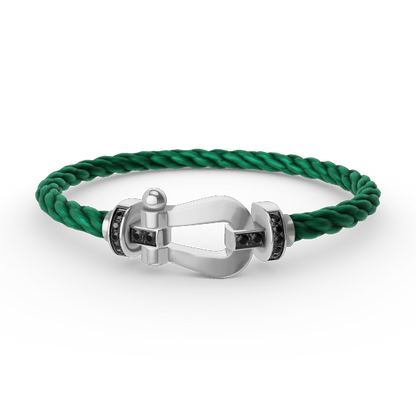 [Love Lucky]FORCE LARGE HORSESHOE BLACK DIAMOND BRACELET SILVER