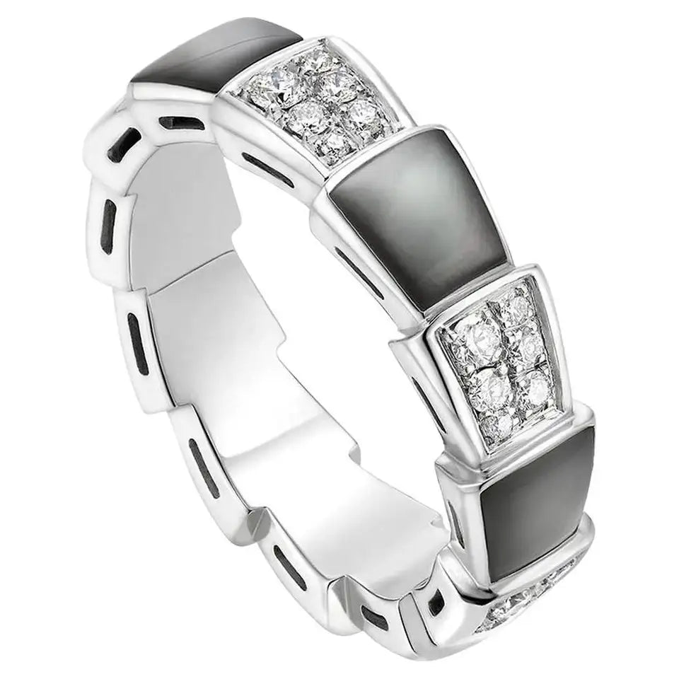 [Love Lucky]SERPENTI RING SILVER DIAMOND BLACK MOP 4MM