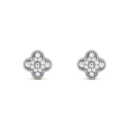 [Love Lucky]CLOVER 1 MOTIFS DIAMOND STUD EARRINGS SILVER