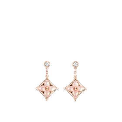 [Love Lucky]DOUBLE STAR PINK GOLD MOP DROP EARRINGS