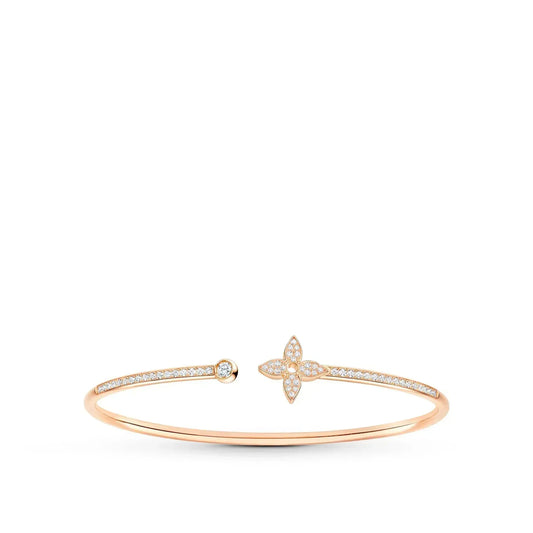 [Love Lucky]IDYLLE PINK GOLD OPEN BRACELET DIAMOND PAVED