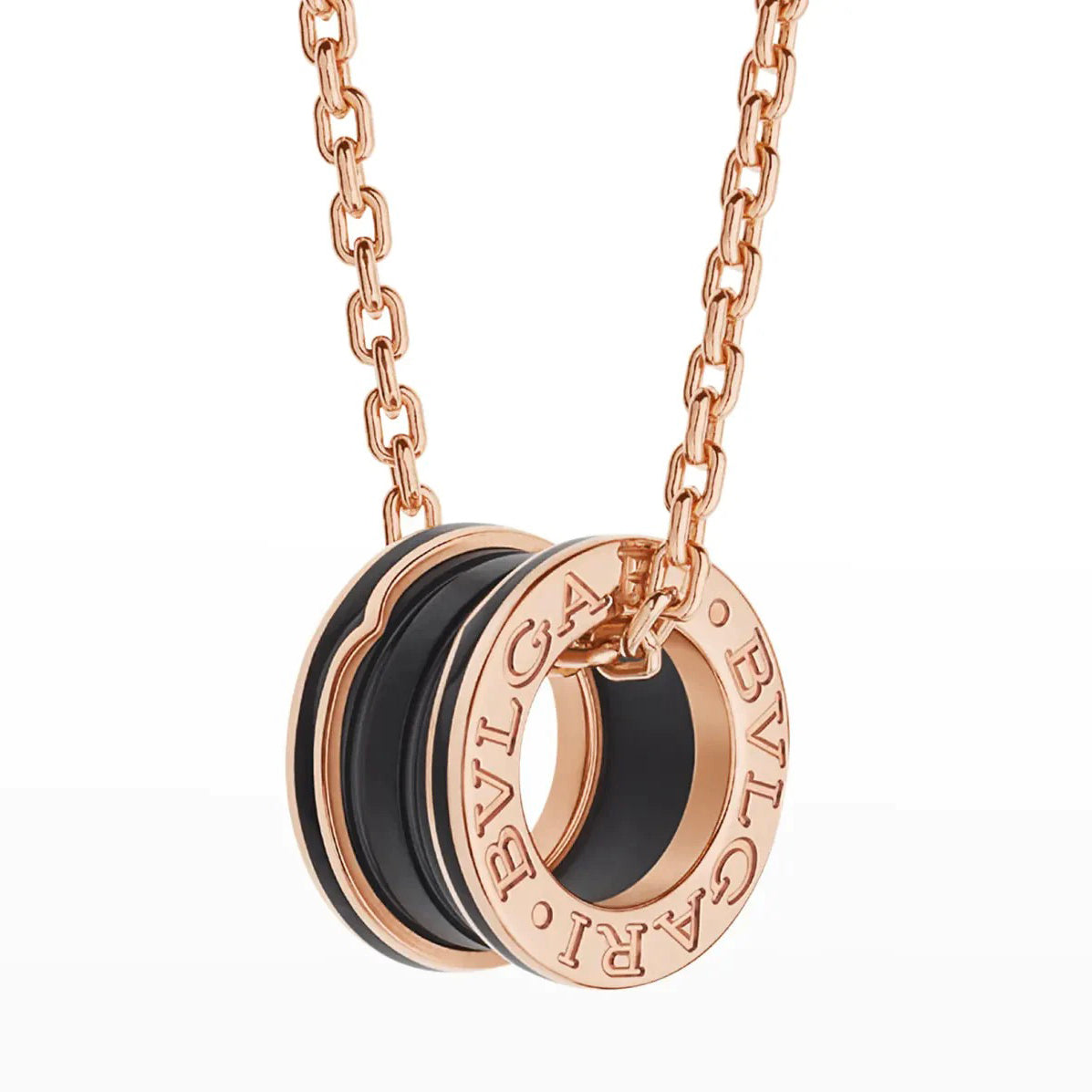 [Love Lucky]ZERO 1 BLACK CERAMIC PINK GOLD NECKLACE