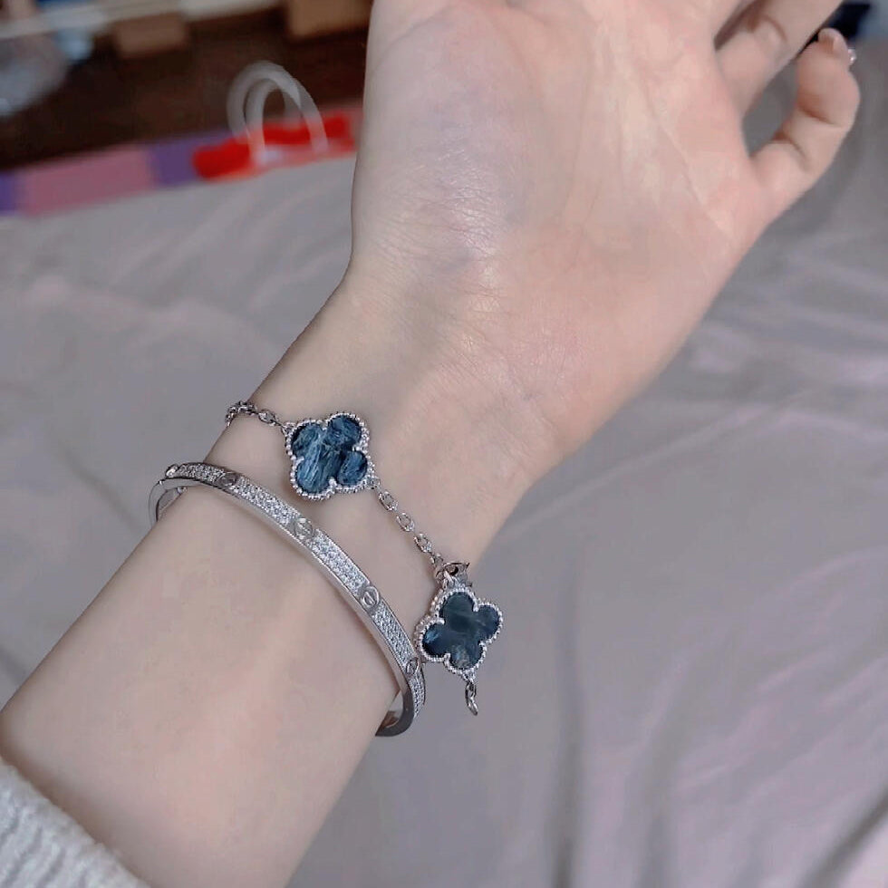 [Love Lucky]CLOVER 5 MOTIF PIETERSITE SILVER BRACELET