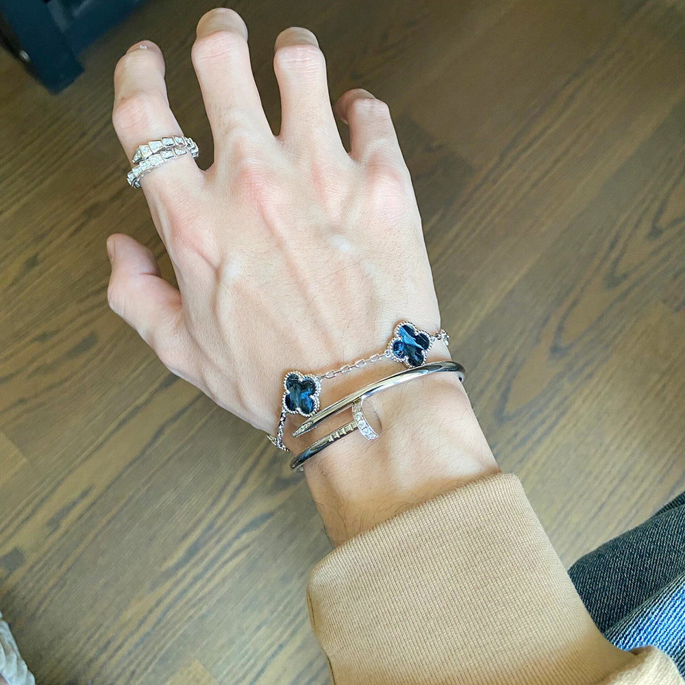 [Love Lucky]CLOVER 5 MOTIF PIETERSITE SILVER BRACELET
