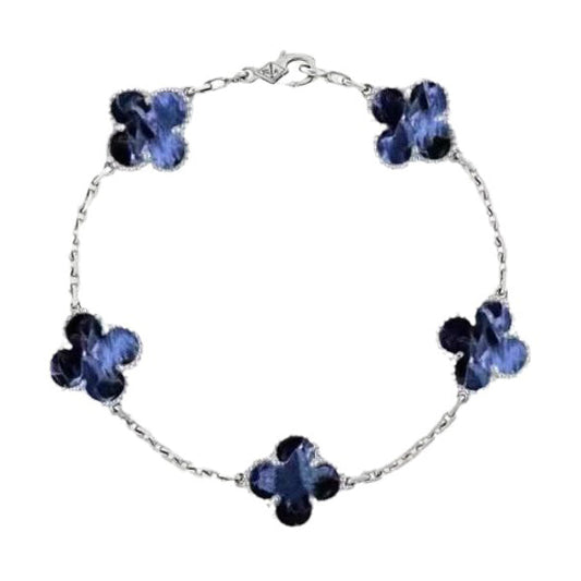 [Love Lucky]CLOVER 5 MOTIF PIETERSITE SILVER BRACELET