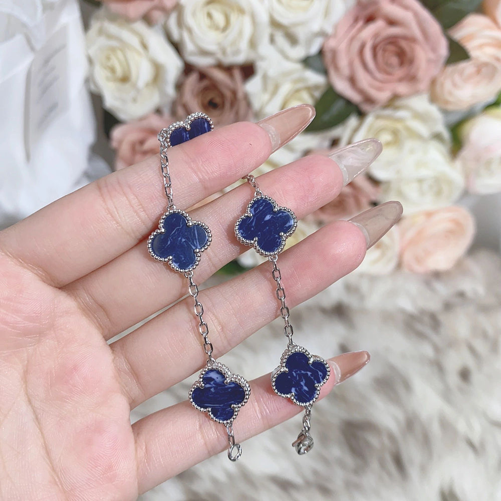 [Love Lucky]CLOVER 5 MOTIF PIETERSITE SILVER BRACELET