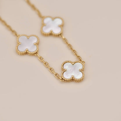 [Love Lucky]CLOVER  5 MOTIF WHITE MOP BRACELET