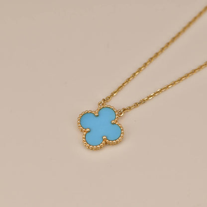 [Love Lucky]CLOVER 15MM VINTAGE TURQUOISE NECKLACE
