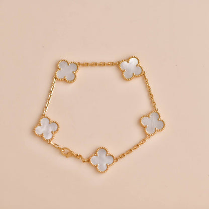 [Love Lucky]CLOVER  5 MOTIF WHITE MOP BRACELET
