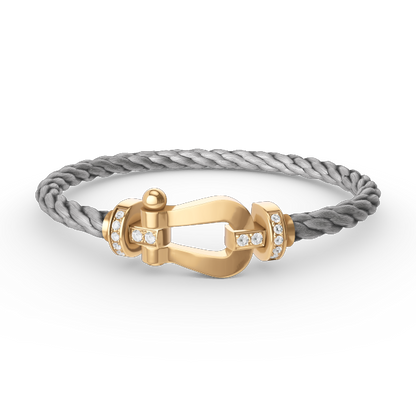 [Love Lucky]FORCE LARGE HORSESHOE HALF DIAMOND BRACELET GOLD