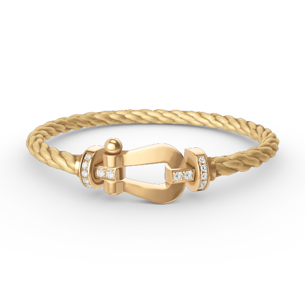 [Love Lucky]FORCE LARGE HORSESHOE HALF DIAMOND BRACELET GOLD