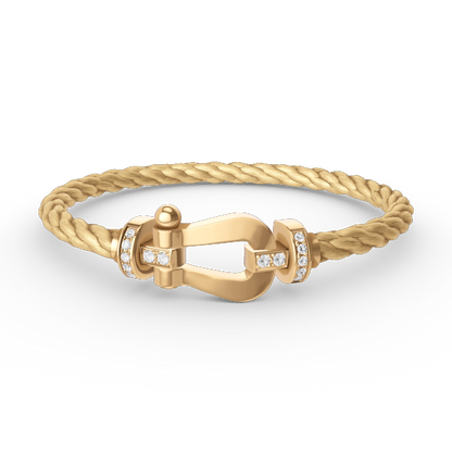 [Love Lucky]FORCE LARGE HORSESHOE HALF DIAMOND BRACELET GOLD