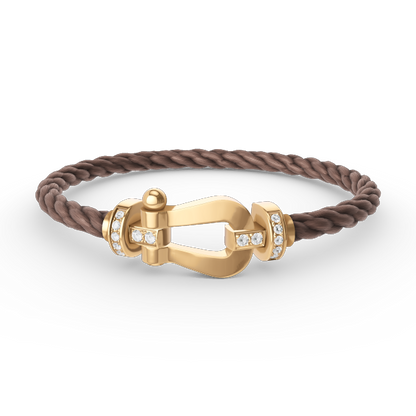 [Love Lucky]FORCE LARGE HORSESHOE HALF DIAMOND BRACELET GOLD