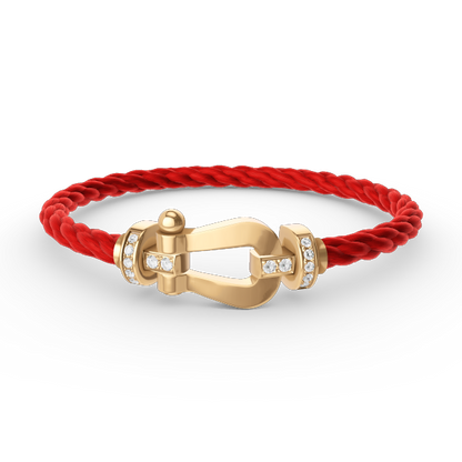 [Love Lucky]FORCE LARGE HORSESHOE HALF DIAMOND BRACELET GOLD