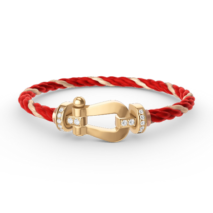[Love Lucky]FORCE LARGE HORSESHOE HALF DIAMOND BRACELET GOLD
