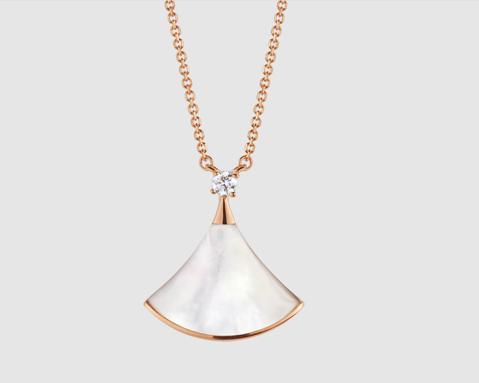 [Love Lucky]DREAM NECKLACE WHITE MOP PINK GOLD 1 DIAMOND