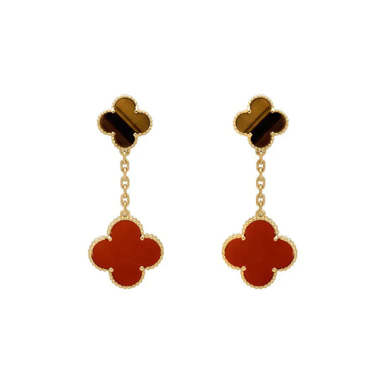 [Love Lucky]CLOVER  2 MOTIF  TIGER EYE CARNELIAN EARRINGS