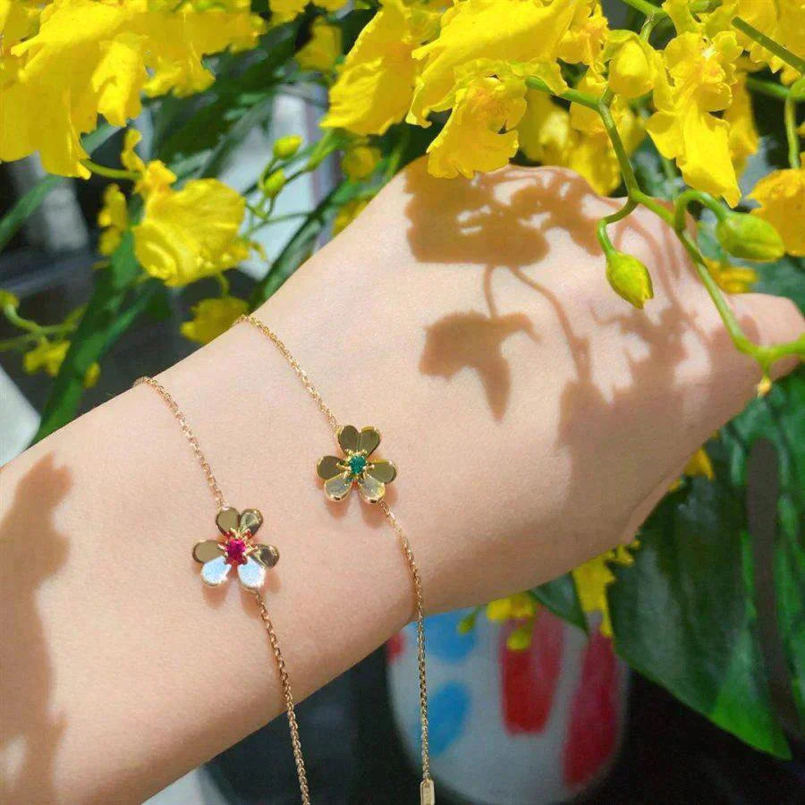 [Love Lucky]FRIVOLE GOLD FLOWER PINK MALACHITE BRACELET