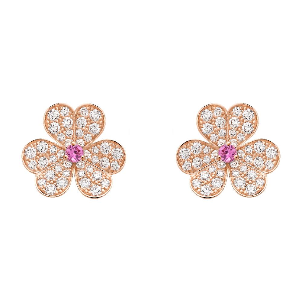[Love Lucky]FRIVOLE PINK GOLD FLOWER DIAMOND EARRINGS