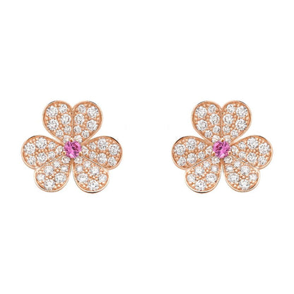 [Love Lucky]FRIVOLE PINK GOLD FLOWER DIAMOND EARRINGS