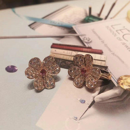 [Love Lucky]FRIVOLE PINK GOLD FLOWER DIAMOND EARRINGS