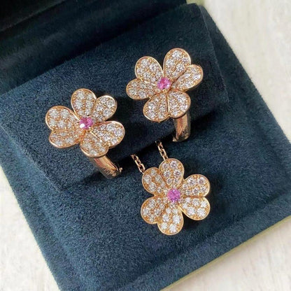 [Love Lucky]FRIVOLE PINK GOLD FLOWER DIAMOND EARRINGS