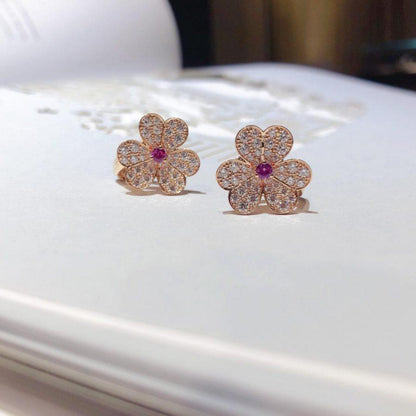 [Love Lucky]FRIVOLE PINK GOLD FLOWER DIAMOND EARRINGS